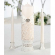 Lillian Rose 3 Piece Lace Unscented Pillar and Taper Candle Set LLRS1351